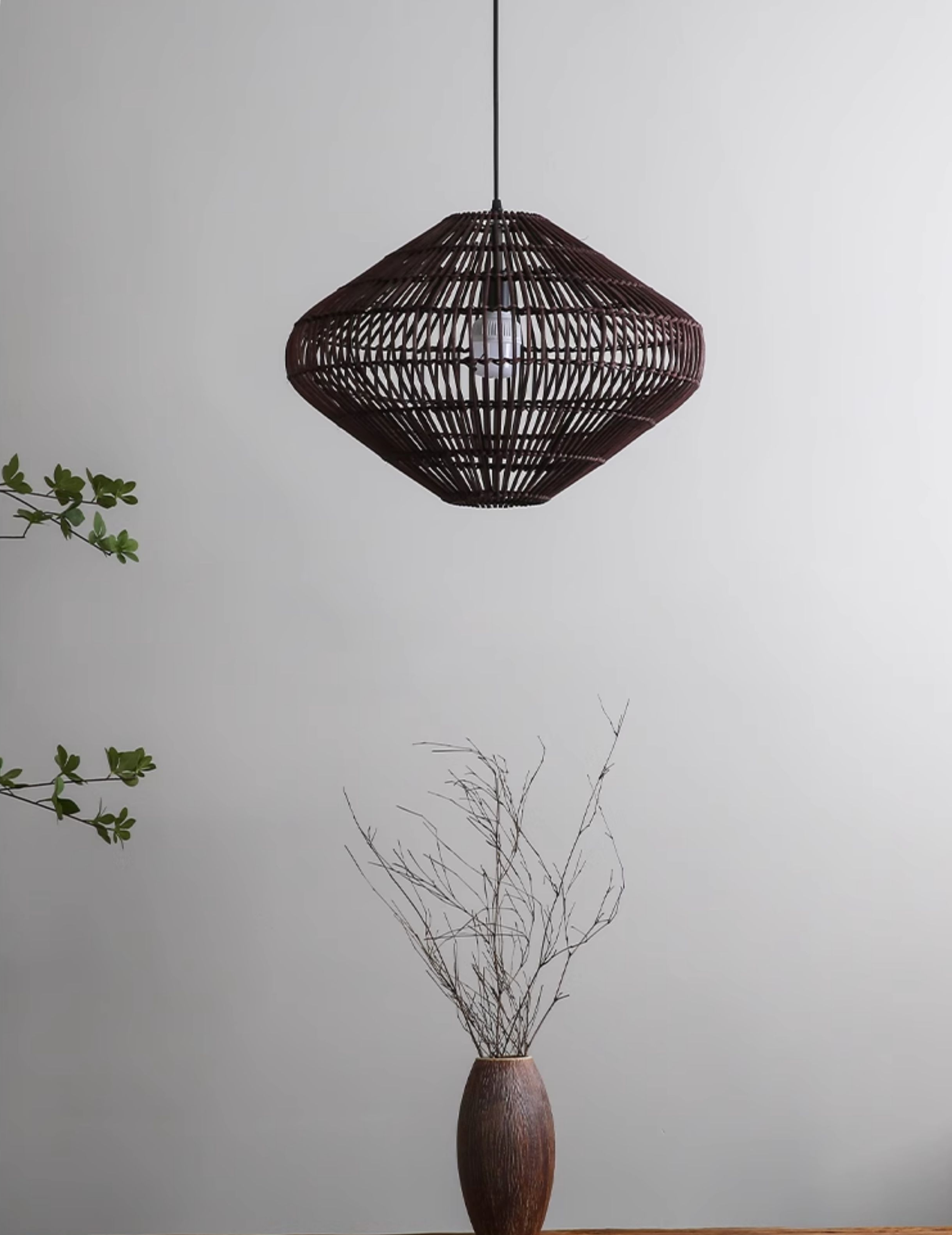 Geometric Diamond Rattan Basket Pendant Light
