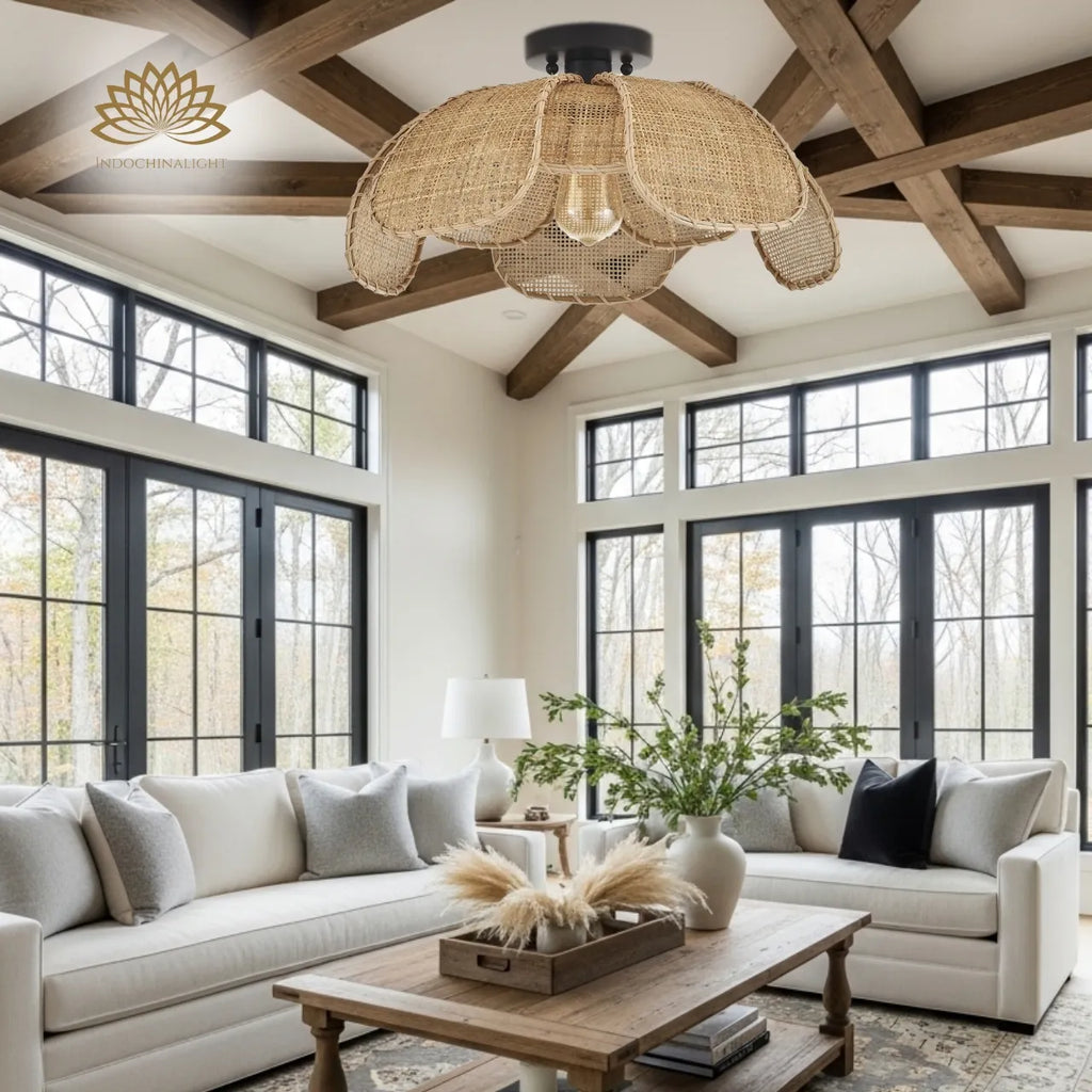 Willa Rattan Flower Ceiling Light